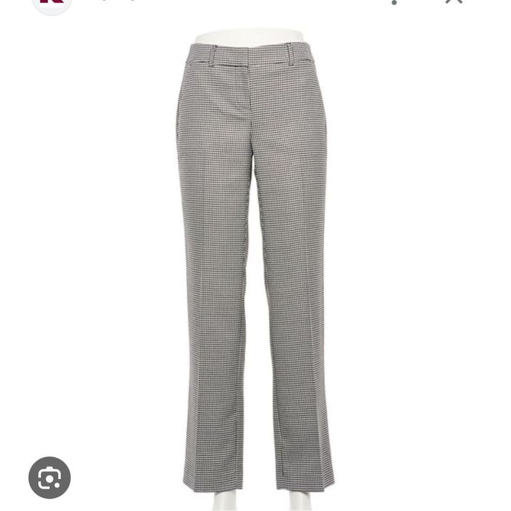 Apt. 9 Torie Midrise Modern Fit Straight-Leg Dress Pants Houndstooth Black White
